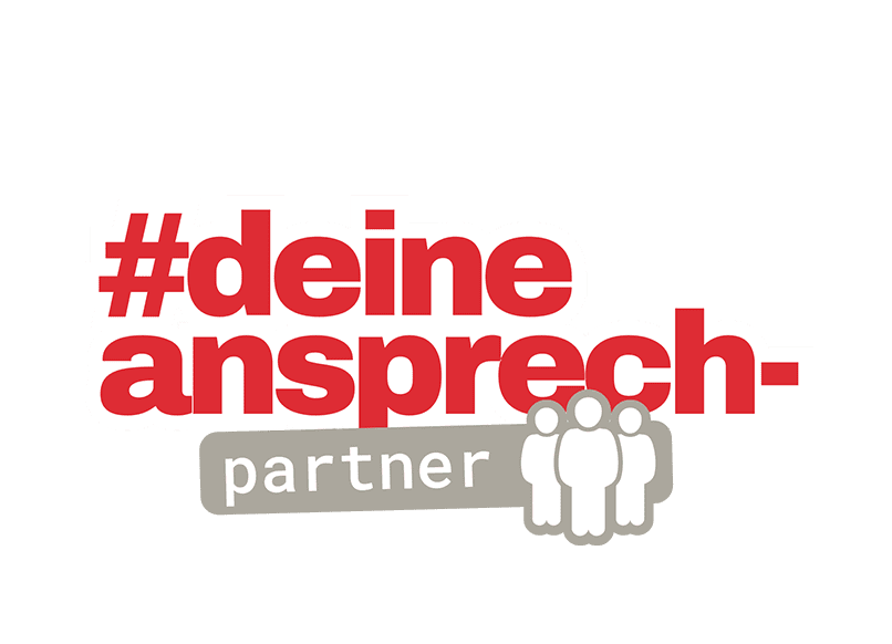 Logo des Themenbereichs Ansprechpartner: Schriftzug #deineansprechpartner